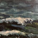 Oil on canvas, Maritime landscape, Old signed painting