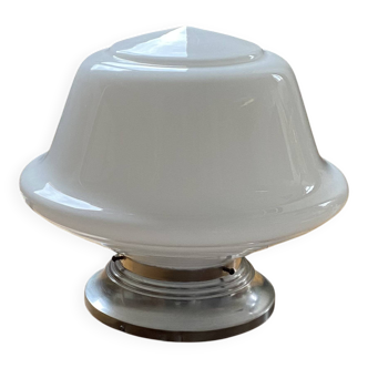 Large ceiling light globe white opaline glass 30 cm aluminium mounting base