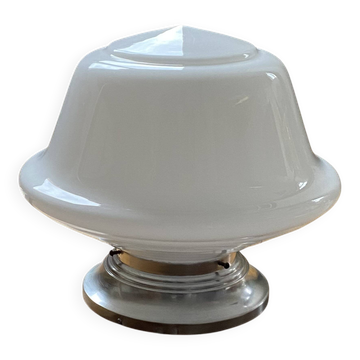 Large ceiling light globe white opaline glass 30 cm aluminium mounting base