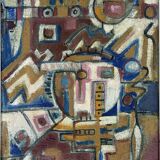 Modern painting art brut inspired by primitive