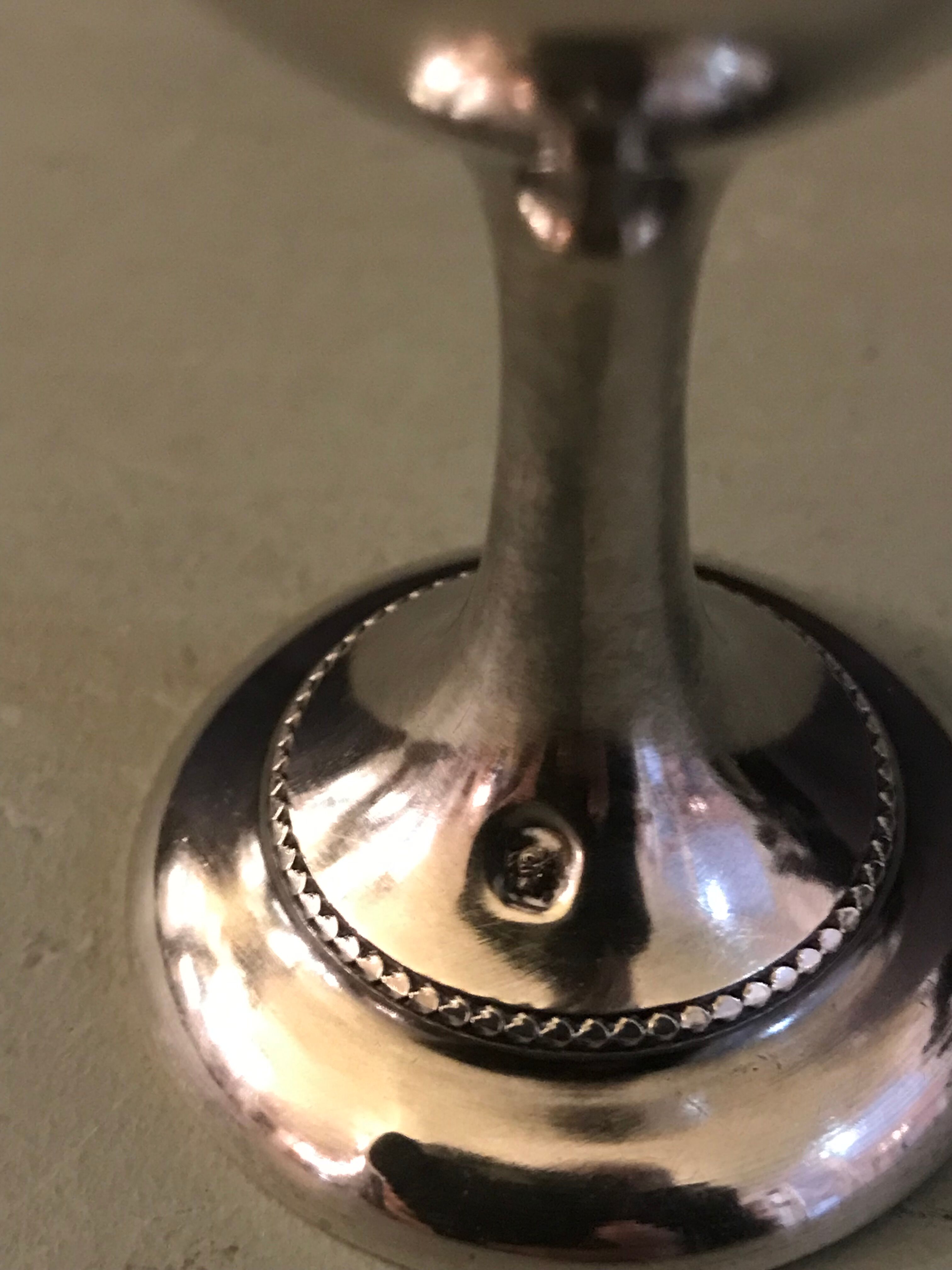 Coquetier Napoleon III solid silver poiçon Minerve with monogram L.M