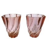 Pair of Rosaline Twisted Glass Vases – Vintage 1970s