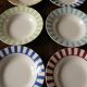 Lot 6 hollow plates Digoin Sarreguemines stripes colors