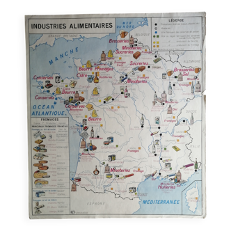 Old MDI school map: France population and Industrie