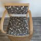 Fauteuil bridge bois tissu fleurs Noir et blanc