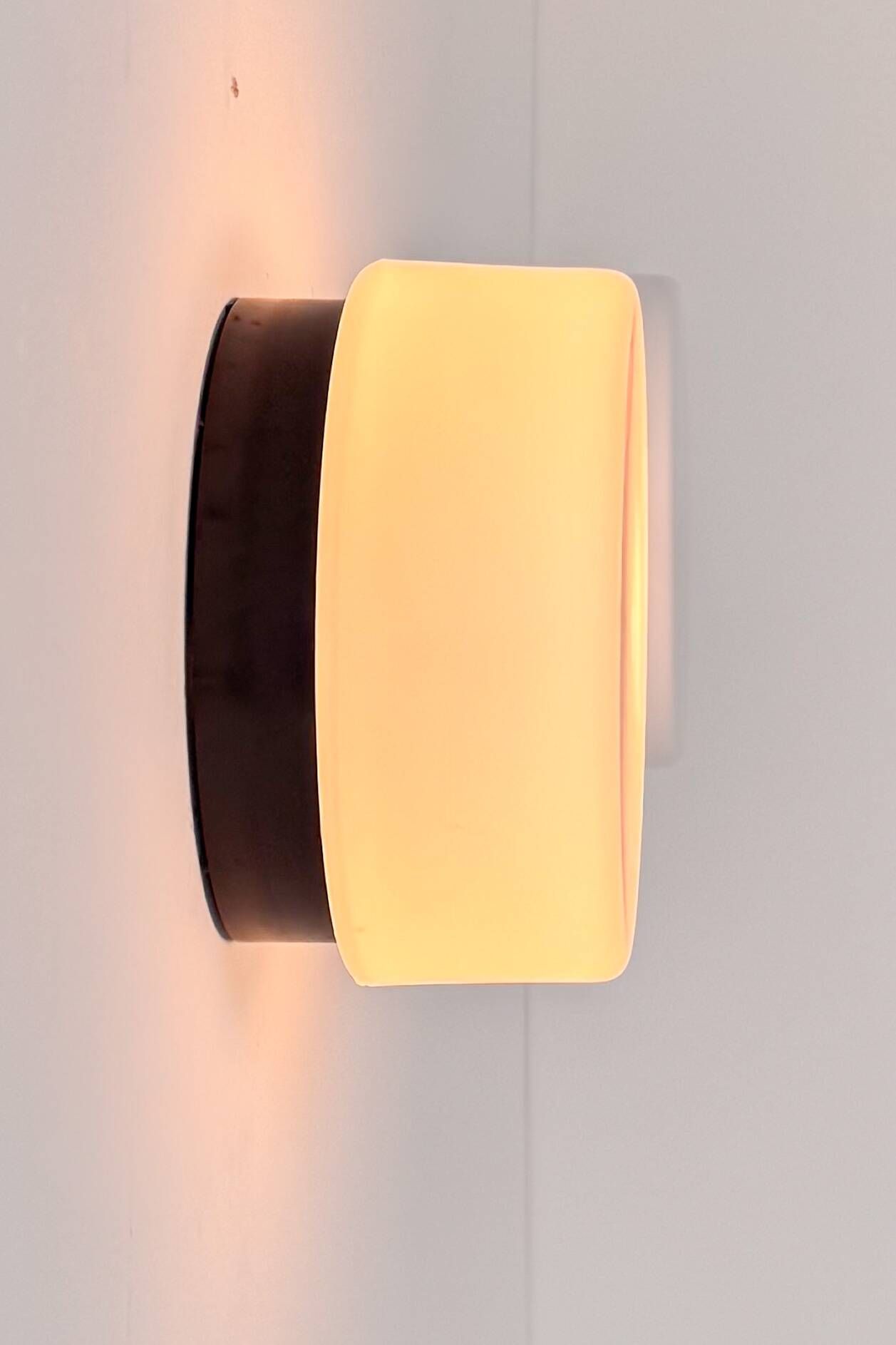 Vintage wall light in black Bakelite and opaline, France 1970.