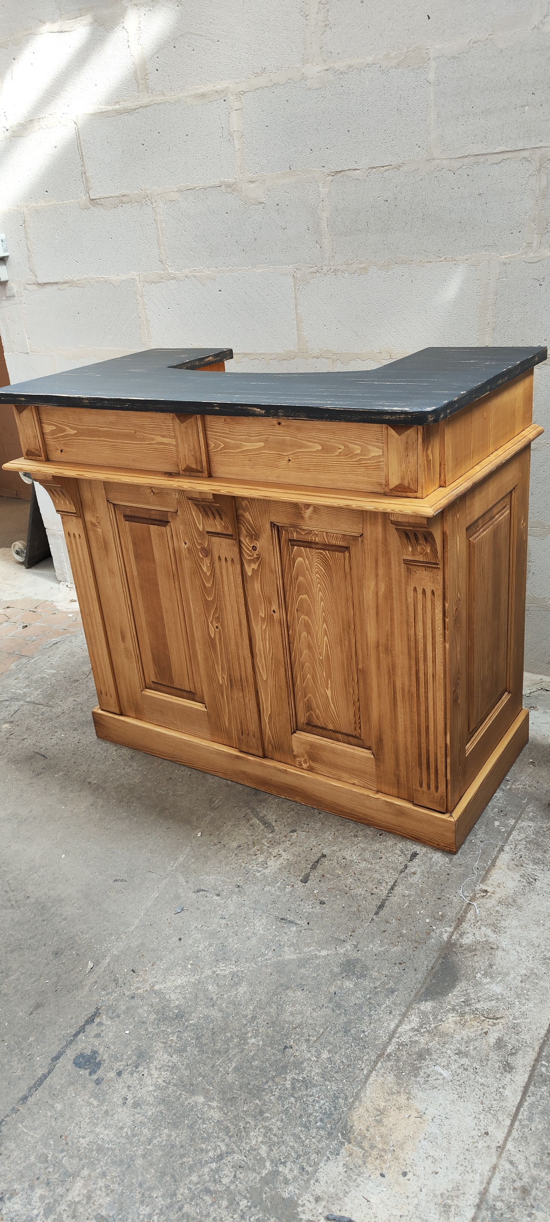 Waxed pine counter bar crate furniture trade