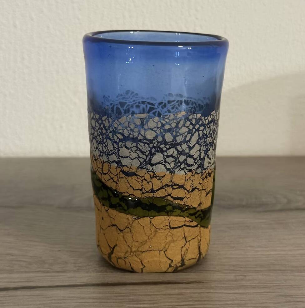 Paire de lunettes Ryukyu — Verre Awa craquelé, four Inamine, Okinawa