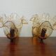 Wall lamps in gilded metal, verrine in the shape of amber glass corollas, 70s