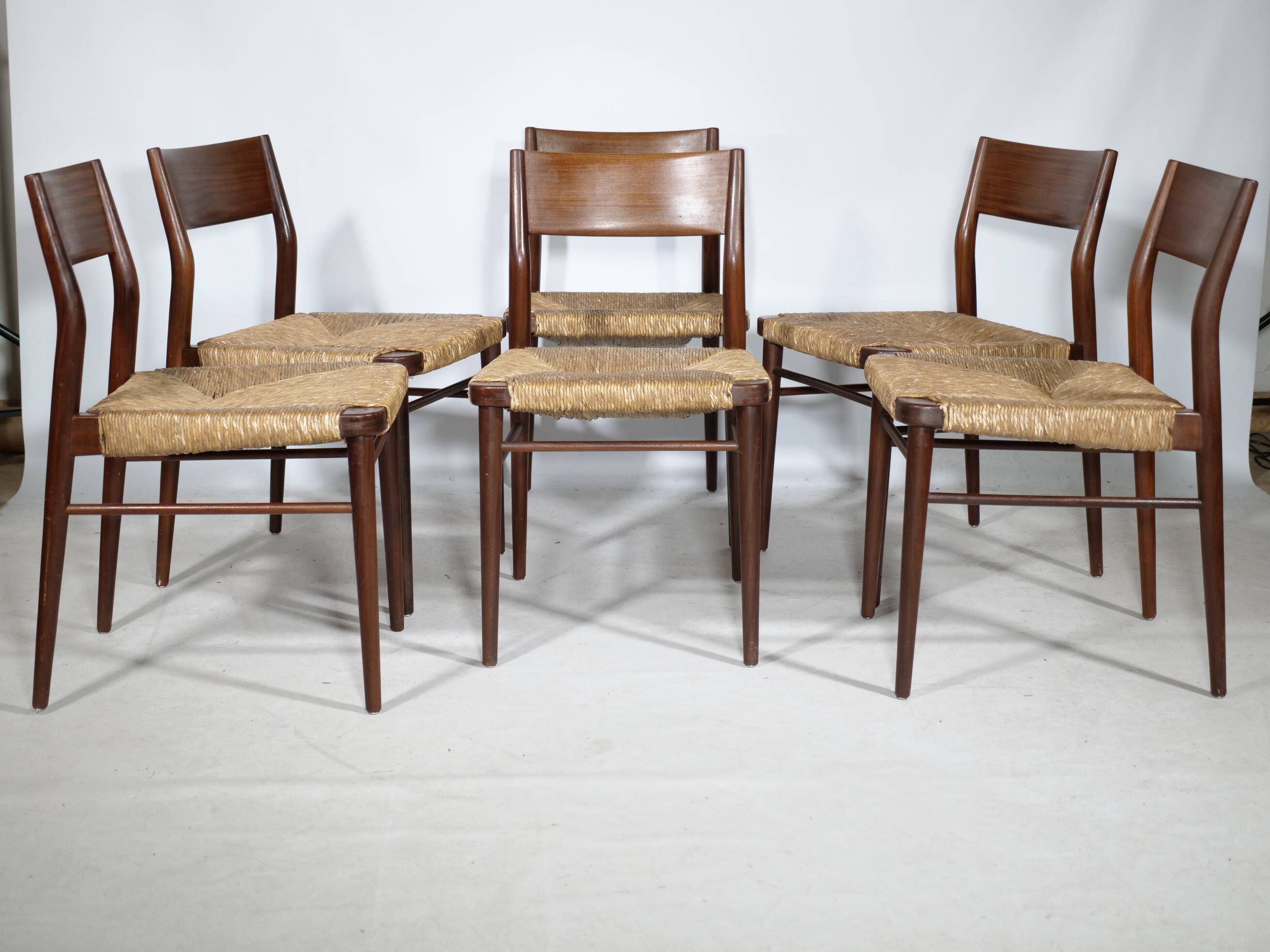 Teak Cane Chairs 351 Georg Leowald for Wilkhahn 1960s