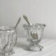 Duo of small thick glass jars