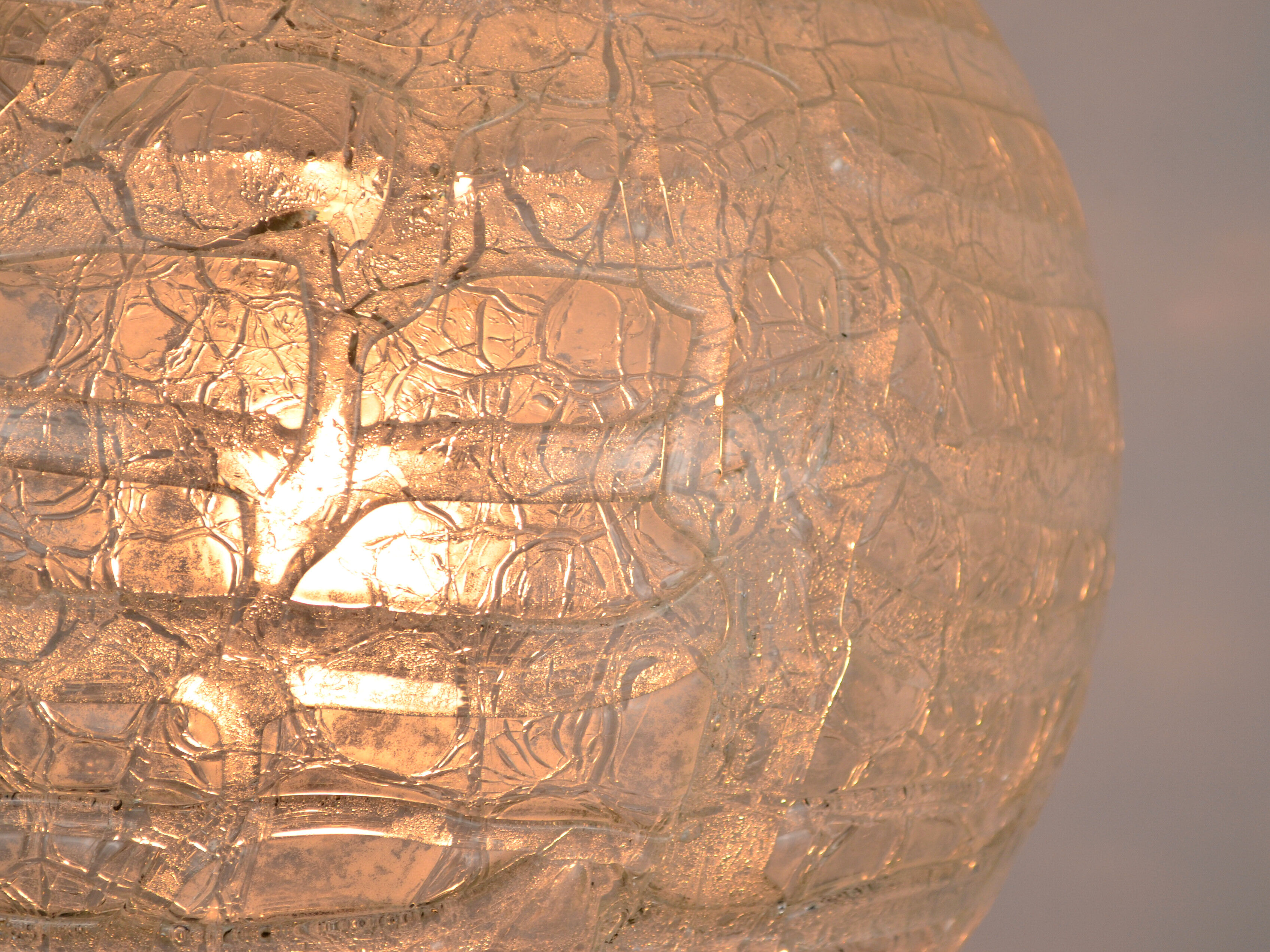 Mid Century frosted Murano glass globe pendant light by Doria Leuchten