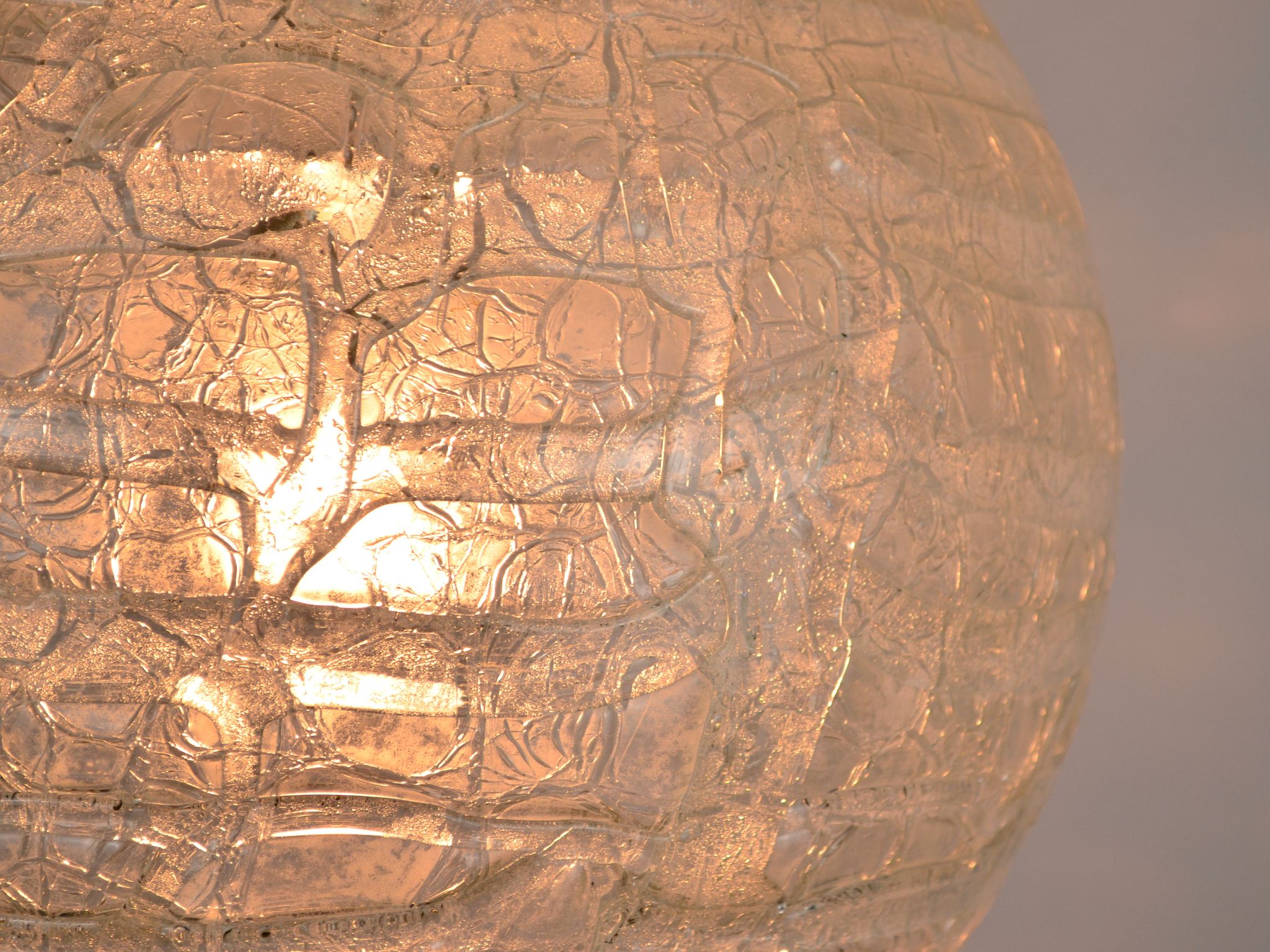 Mid Century frosted Murano glass globe pendant light by Doria Leuchten