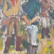 Oil on canvas framed hunting return Michel Gilbert 50 X 73 cm