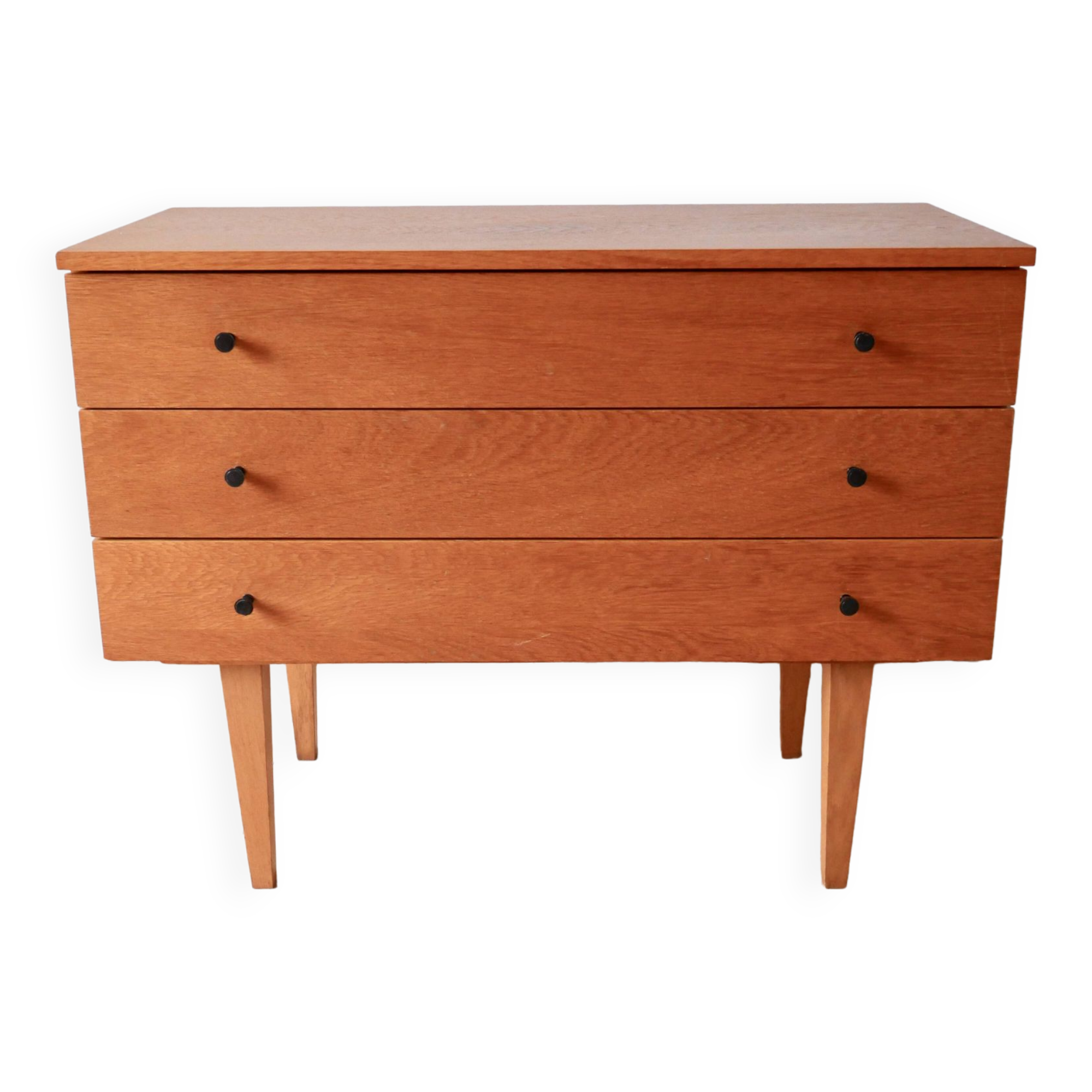 Scandinavian designer chest of drawers in blond oak Mid-Century Circa 1950