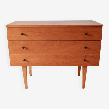 Scandinavian designer chest of drawers in blond oak Mid-Century Circa 1950