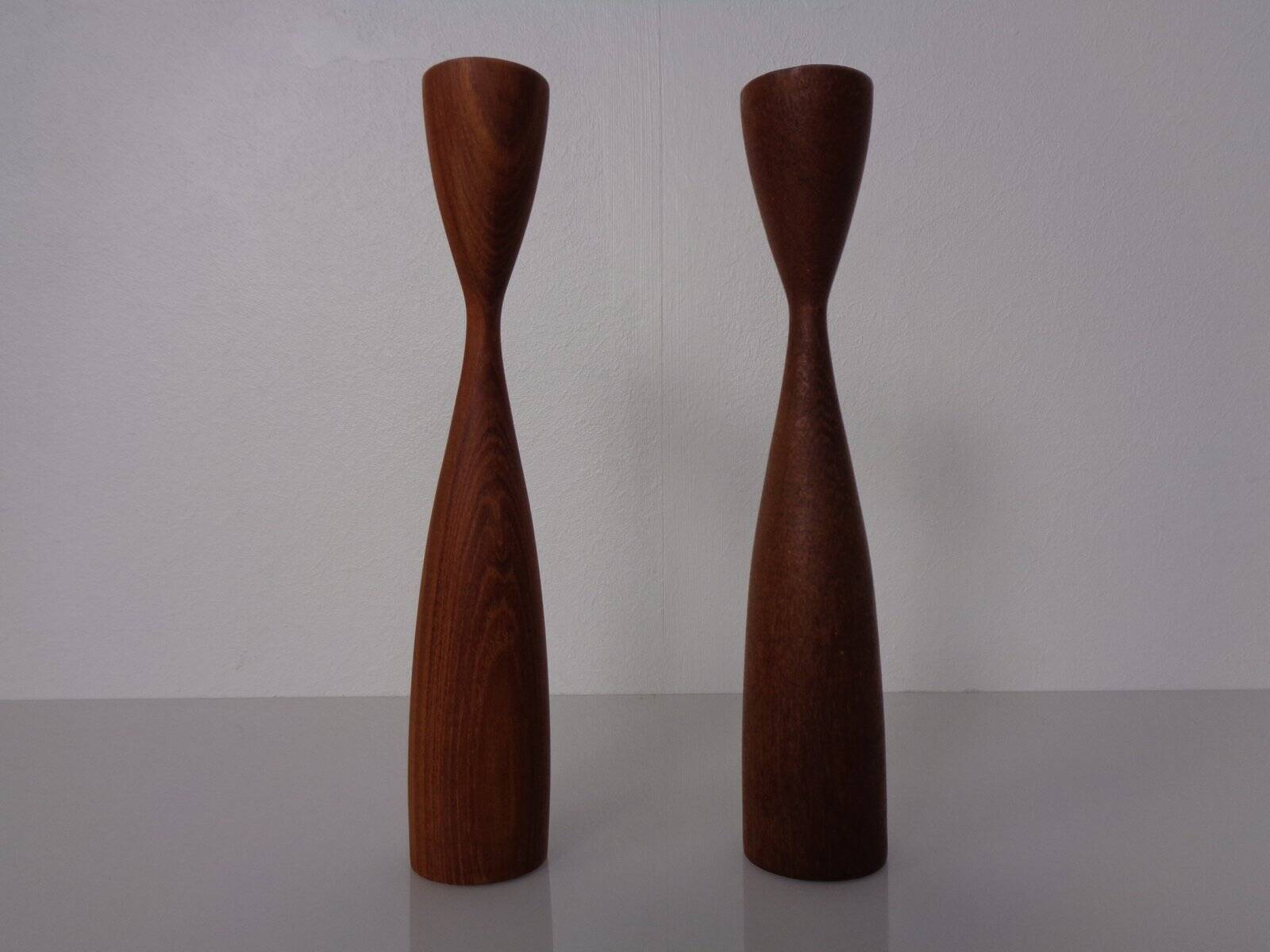 Danish Filigree Teak Candleholders, 1960s, Set of 2