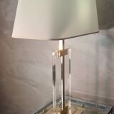 Lampe style de luxe  1970 a 80  laiton et plexi ,quelques trace usure , 65x40 d origine