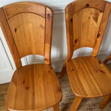 Set of 4 solid pine chairs in chalet style