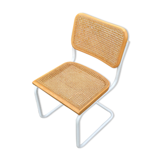 Cesca chair b32 model in white and wood by Marcel Breuer