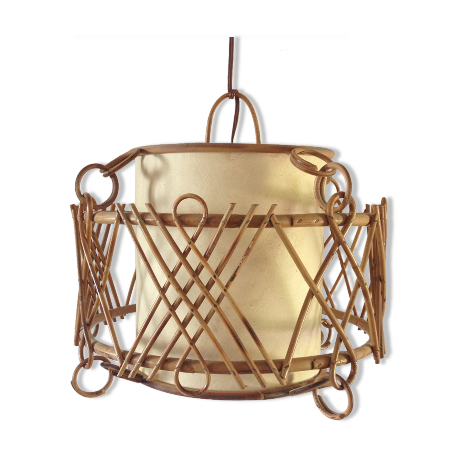 Suspension rotin vintage