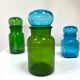 Bocal vase vintage en verre vert et bleu