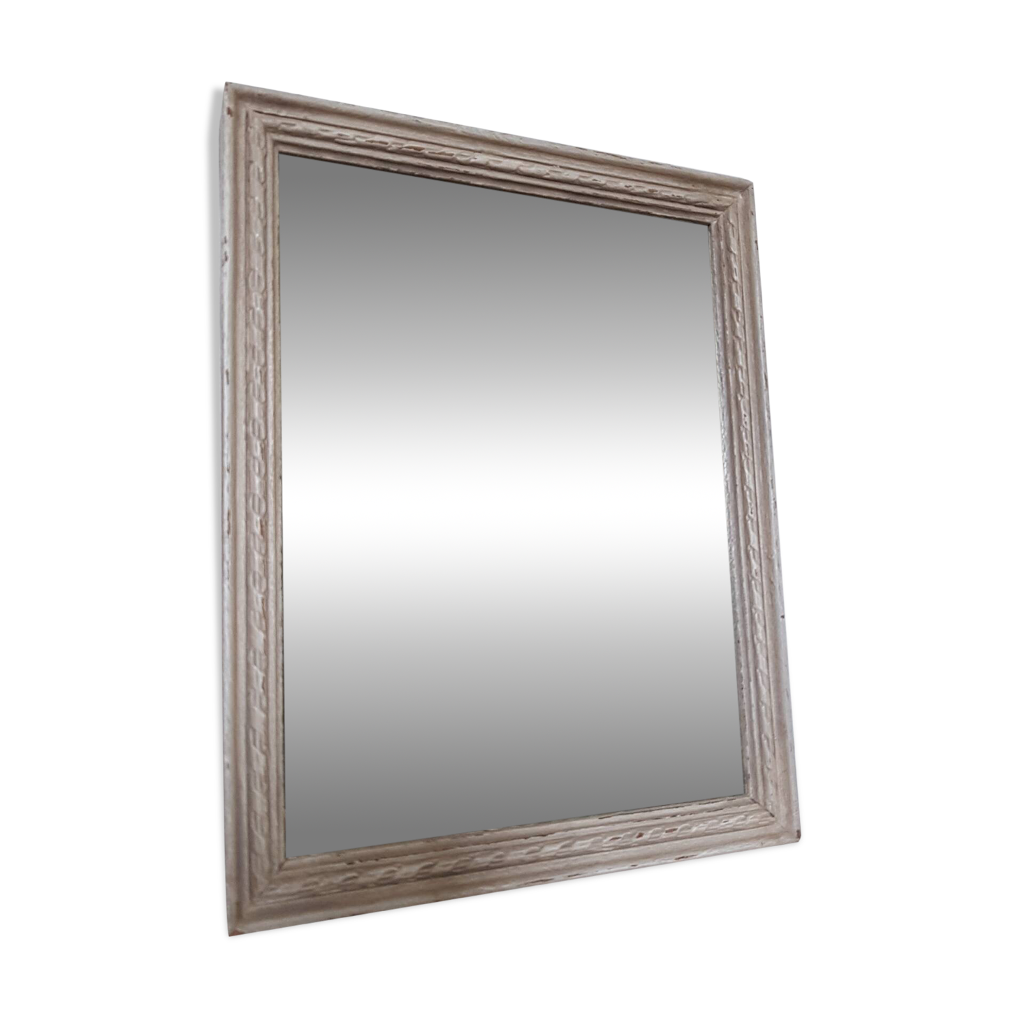 Small patinated wooden linen mirror