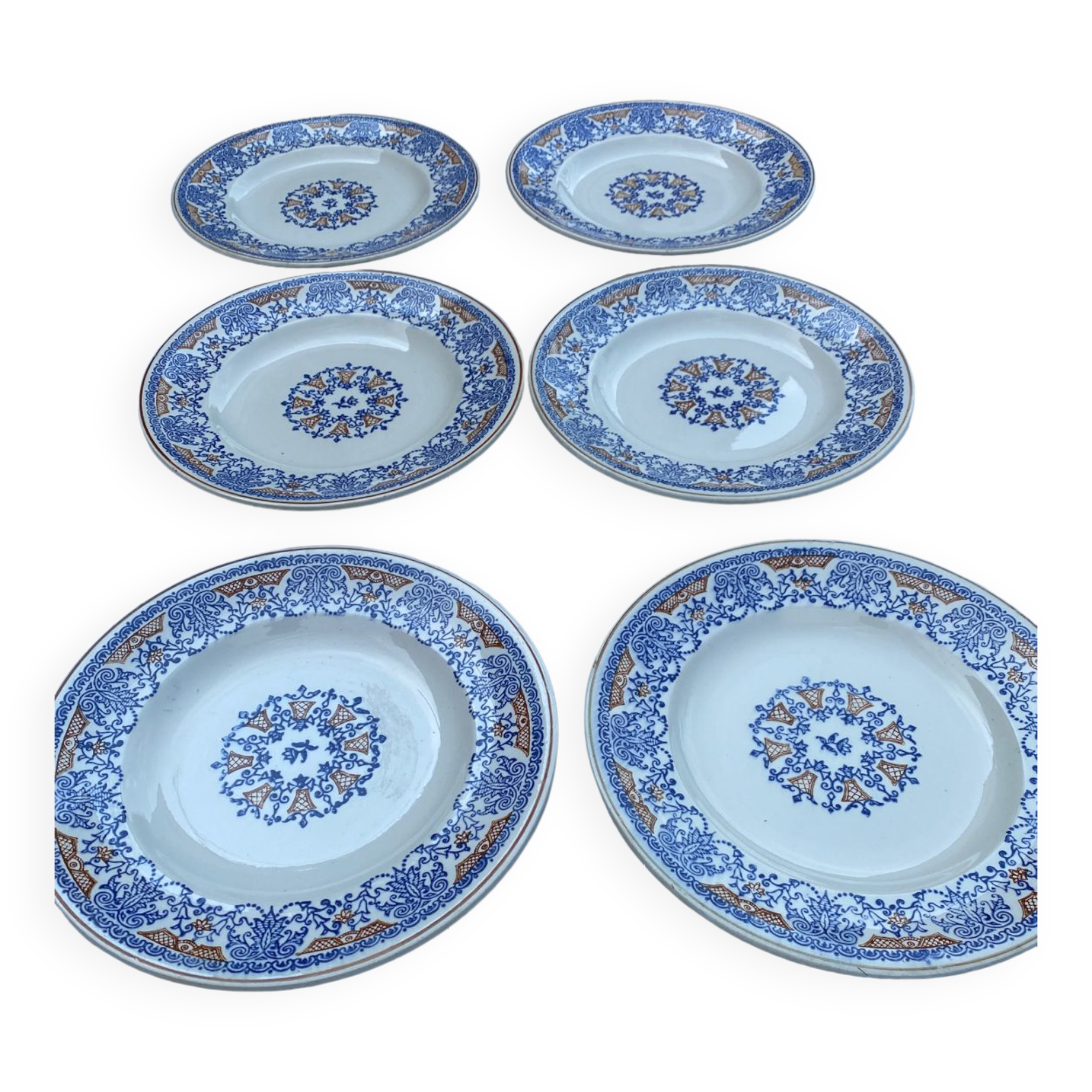 6 assiettes plates Longwy Rouennais