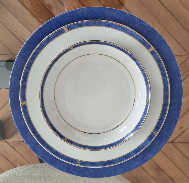 Christofle Océana Bleu dinner service, porcelain and fine gold