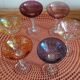 6 coupes à  champagne pied torsadé multicolore annee 1970