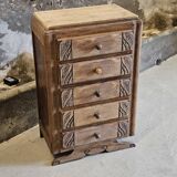 Art Deco wooden chest of drawers with 5 drawers
