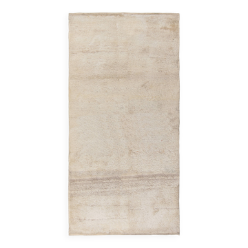 Minimalist Vintage Turkish Tulu Rug Made of Natural Undyed Ivory Wool