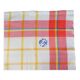 Old tablecloth and 11 towels crossed red blue
