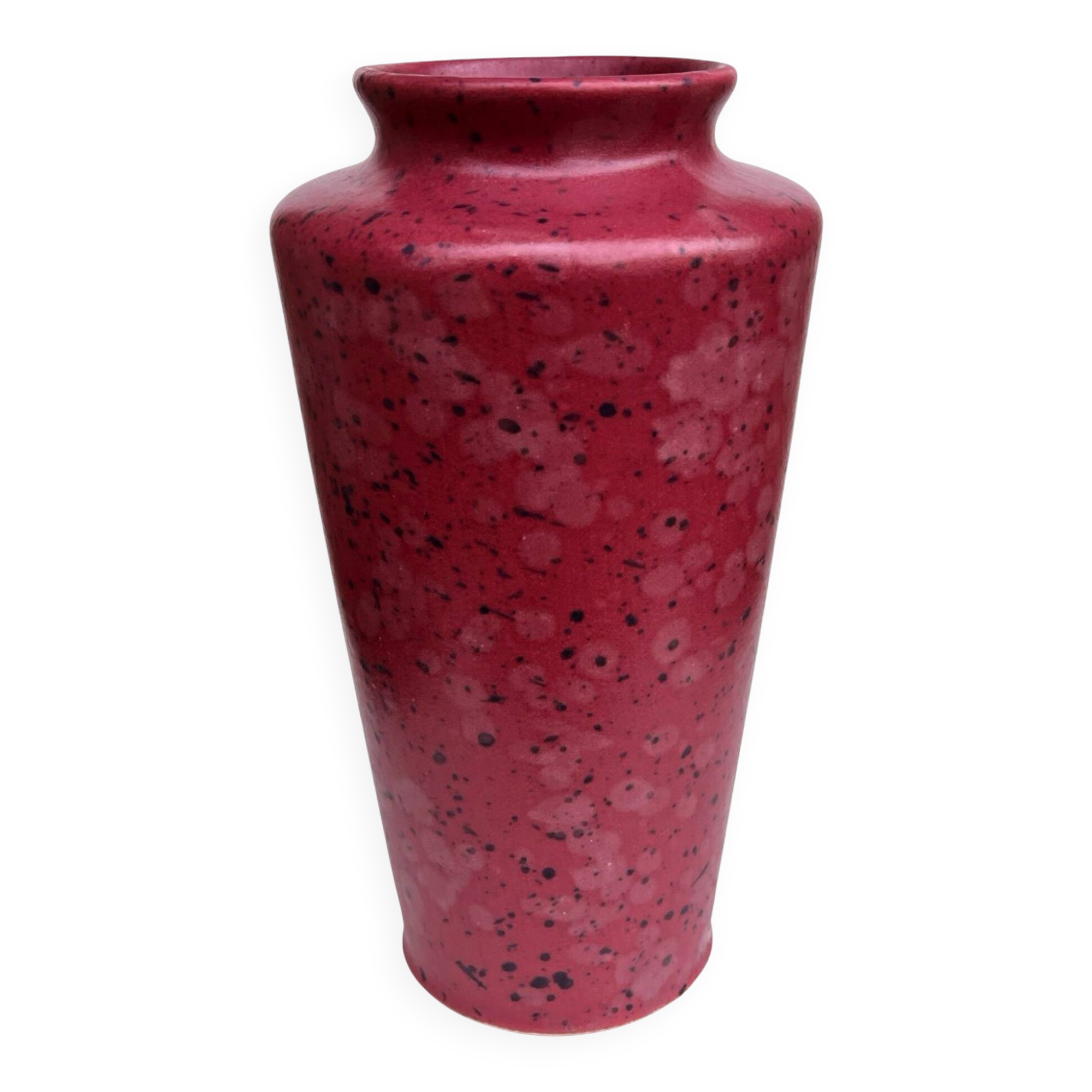 Burgundy ceramic vase MF Design, Germany 1980s.
