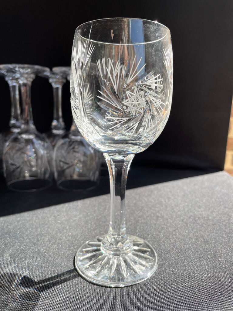 Cristal de Bohème - Verres à eau ou à vin (6) - Moderne milieu de siècle - Cristal taillé main
