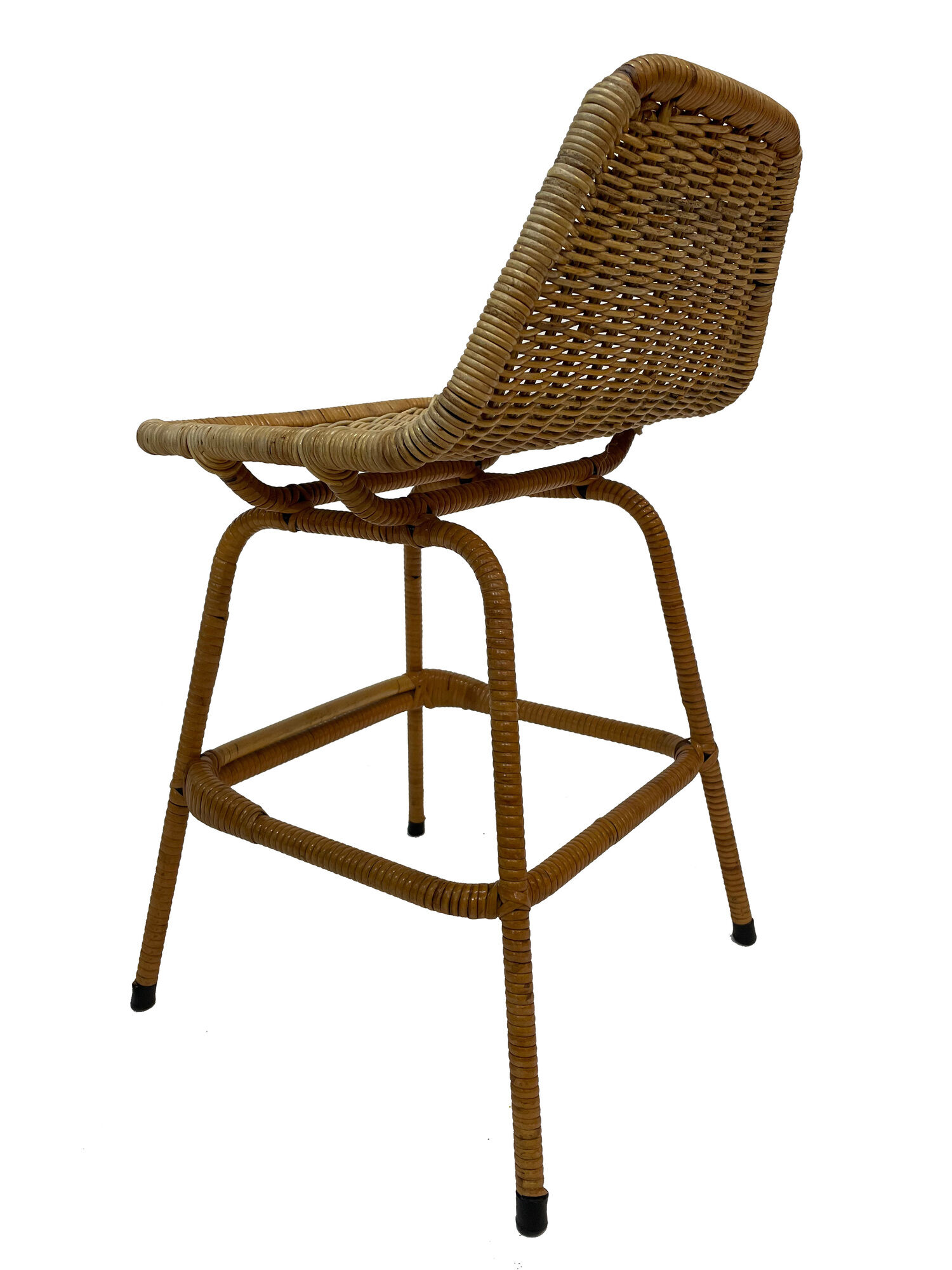 Suite of six vintage bar stools in rattan design Rohe 1960