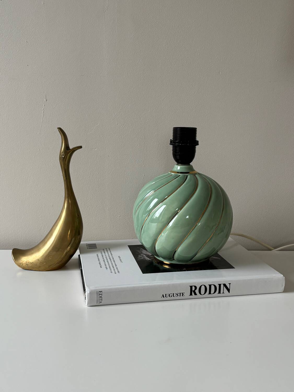 Vintage green ceramic lamp