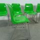Set groene kunststof chromen buisframe stoelen Helmut Starke Zweden