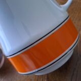Orange and white teapot
