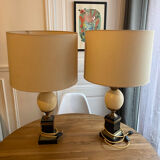 Black marble and ostrich egg lamps