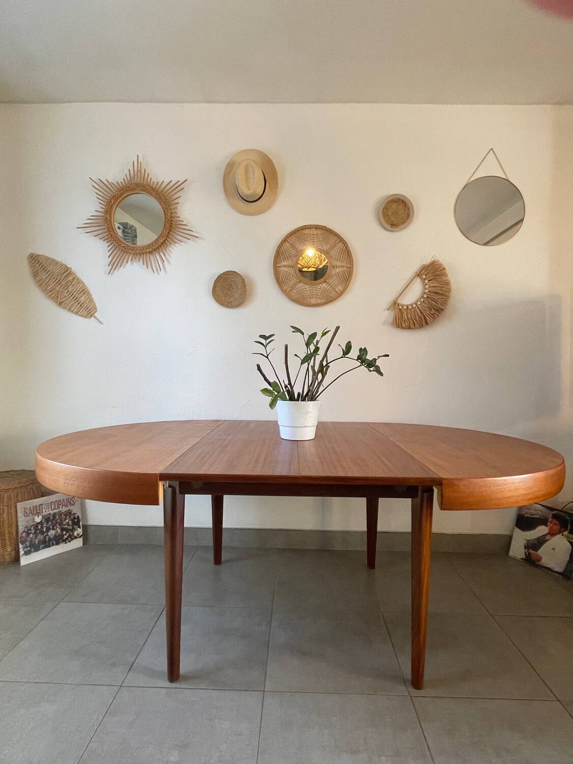 Table en teck vintage NF 2 rallonges