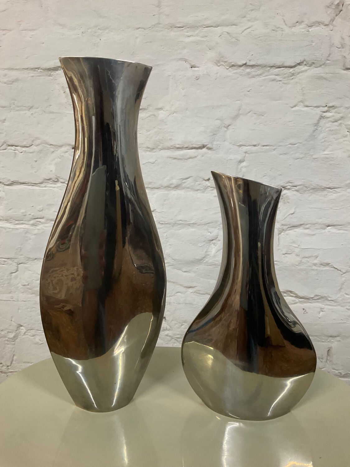Duo of brass vases from the 60s