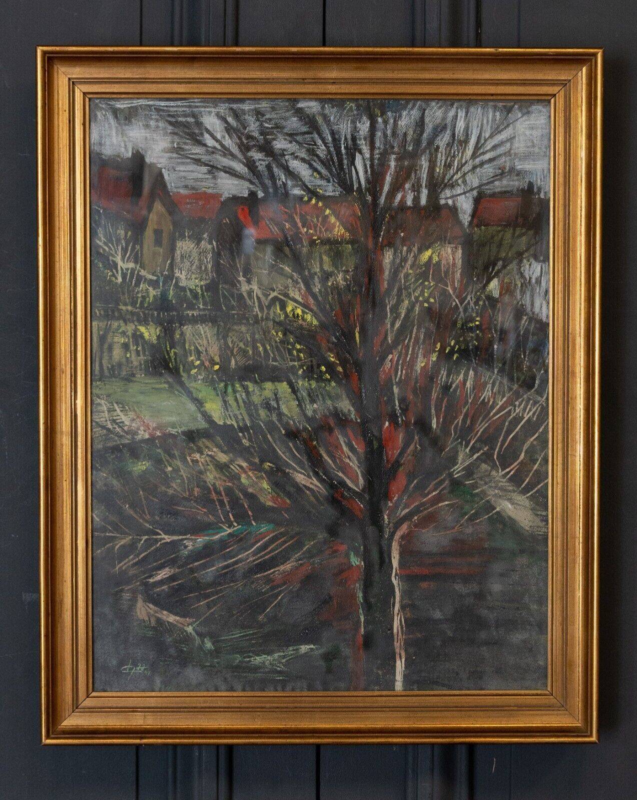 Watercolor on cardboard by Chab XXth tree 1947