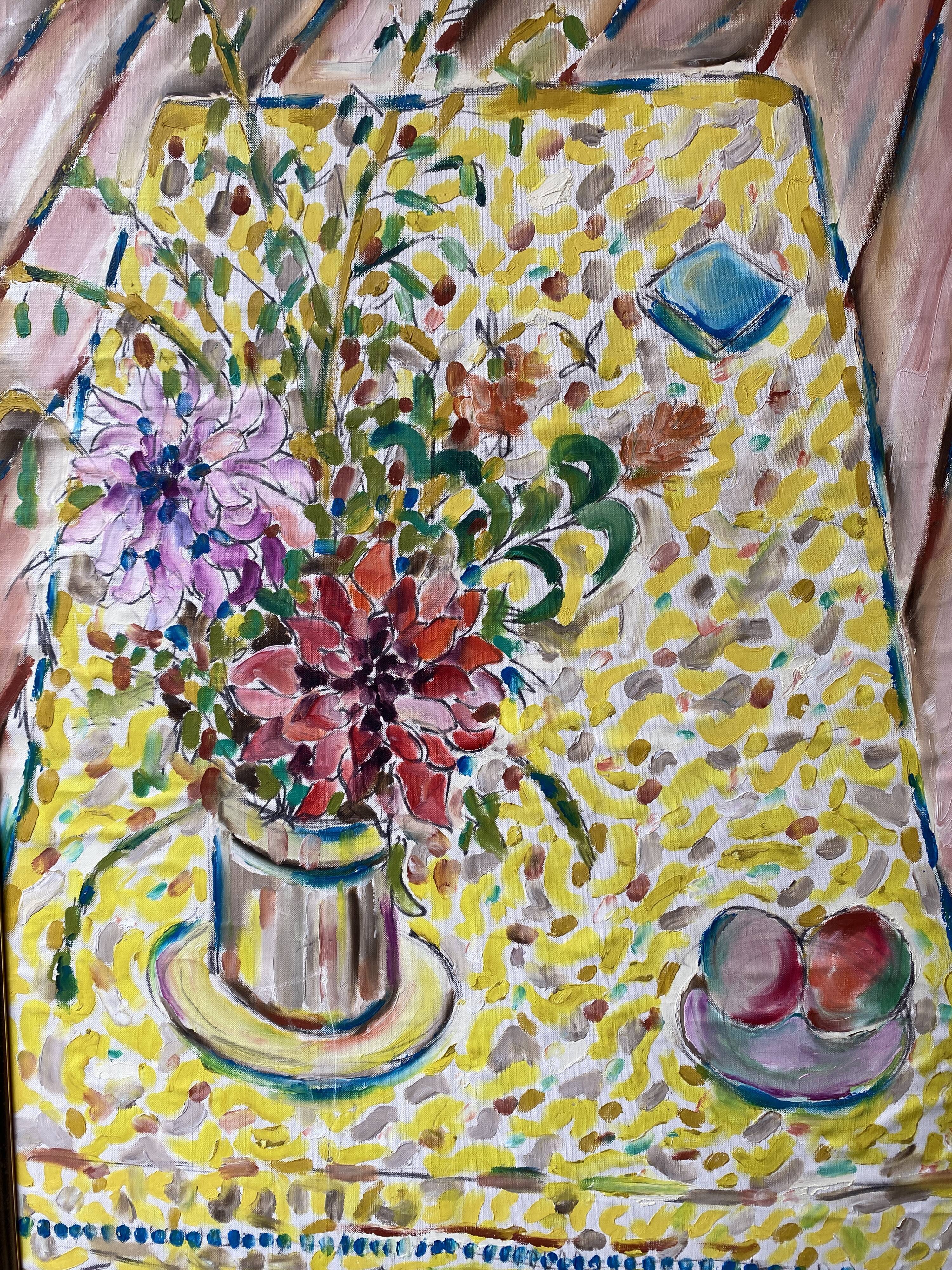 Still life with flowers and fruits