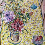 Still life with flowers and fruits