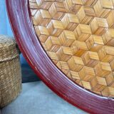 Ancient Asian tray in wicker and wood