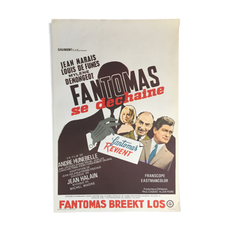 Cinema poster "Fantomas goes wild" Louis De Funes 37x55cm 1965