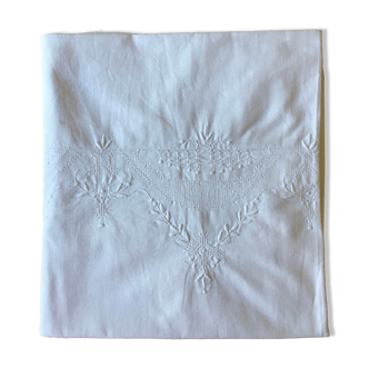 Nappe blanche  ancienne brodée main