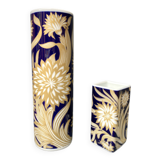 Ensemble de 2 Vases en porcelaine  Royale de Bavière Echt Cobalt