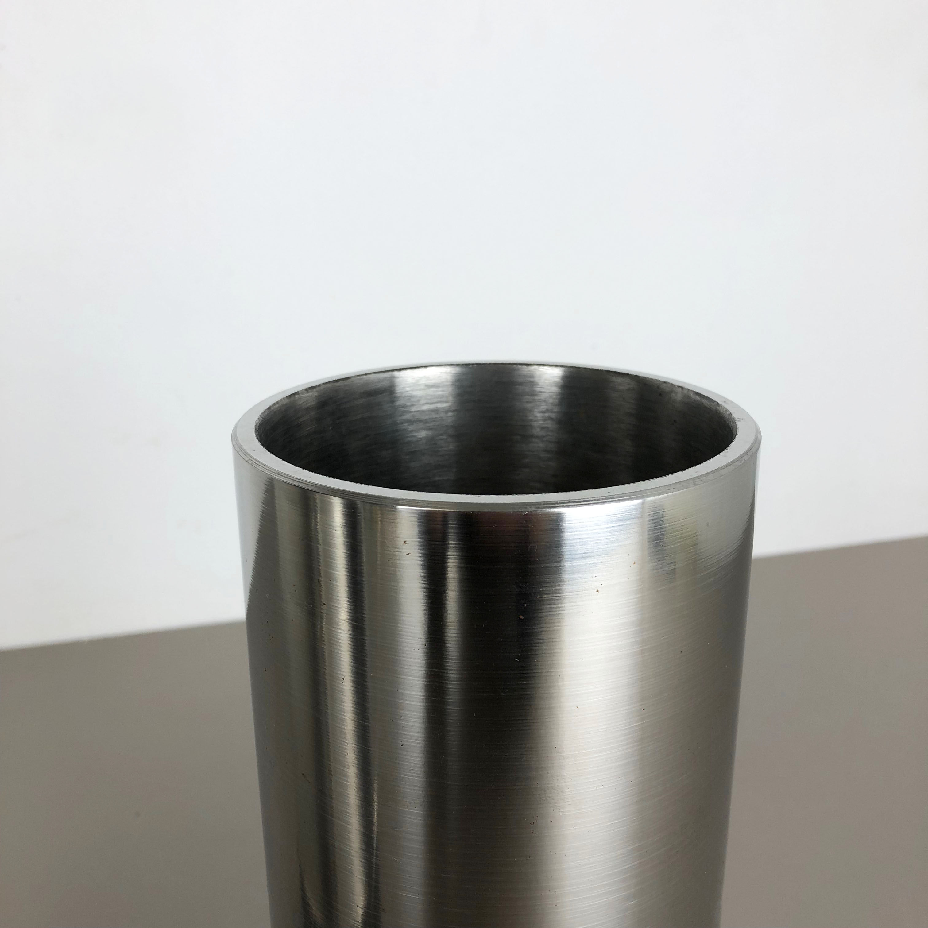 Set of 2 modernist vintage sculptural brutalist steel vases, Germany 1970s